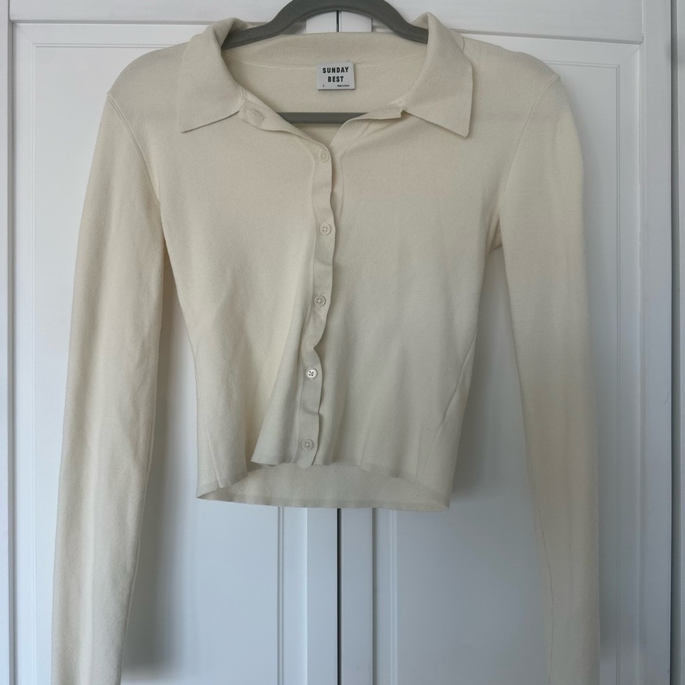 Aritzia Sunday Best Cream Button-Down Women's Top